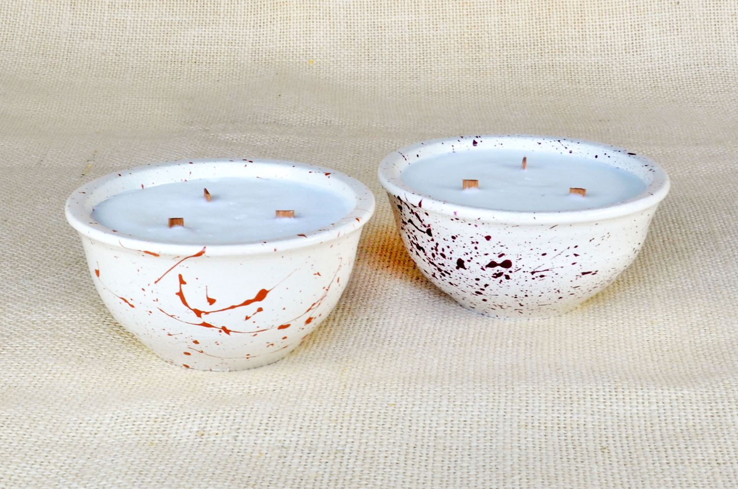 Set of 2 Hand-Painted Terracotta Soy-Coconut Candles, 7.5 oz. each, available in 4 Fragrances/Colors.