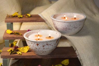 Set of 2 Hand-Painted Terracotta Soy-Coconut Candles, 7.5 oz. each, available in 4 Fragrances/Colors.