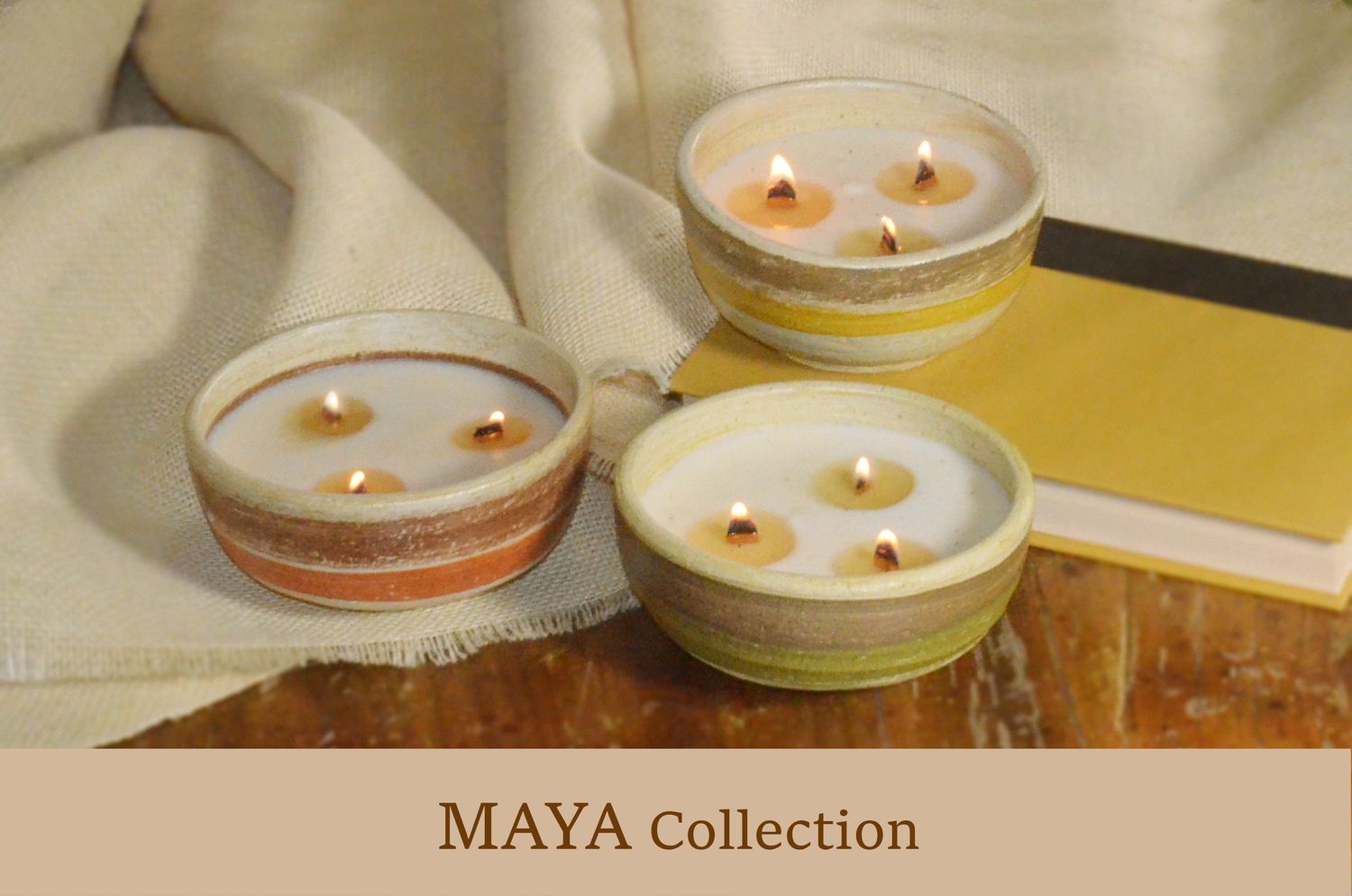 Hand-Painted Terracotta Soy-Coconut Candle, 10 oz., available in 3 Fragrances/Colors - MAYA Collection