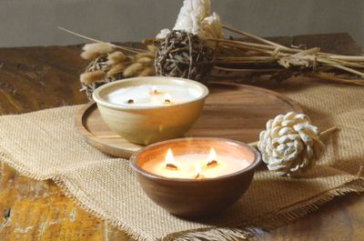 Set of 2 Hand-Painted Terracotta Soy-Coconut Candles, 10 oz. each, available in 2 Fragrances/Colors.