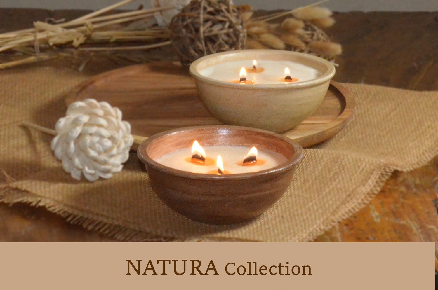 Hand-Painted Terracotta Soy-Coconut Candle, 10 oz, available in 2 Fragrances/Colors - NATURA Collection