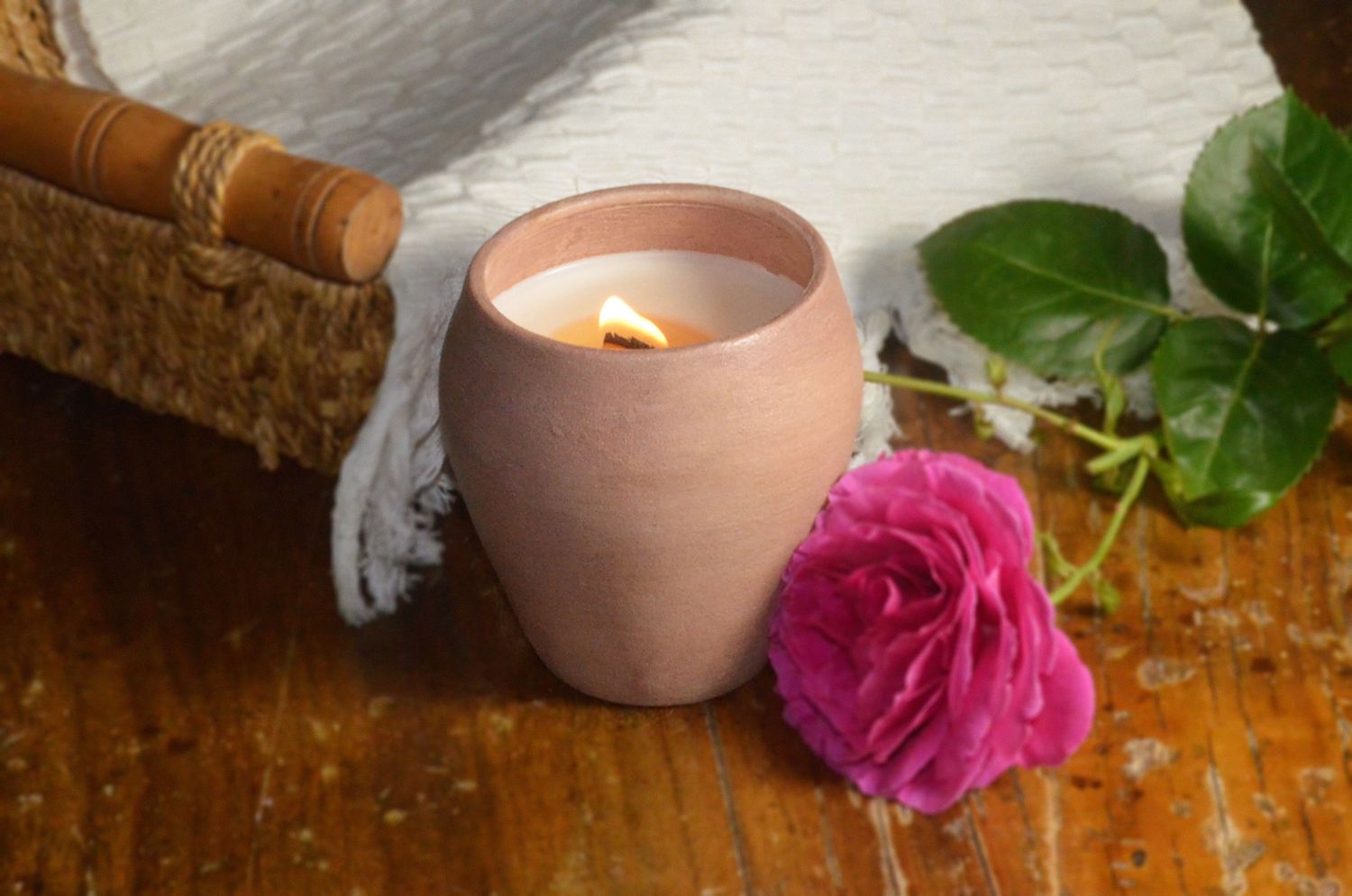 Hand-Painted Terracotta Soy-Coconut Candle, 8 oz., available in 3 Fragrances/Colors