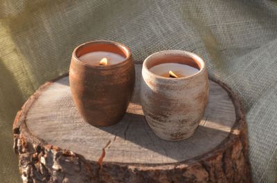 Set of 2 Hand-Painted Terracotta Soy-Coconut Candles, 8 oz. each, available in 3 Fragrances/Colors