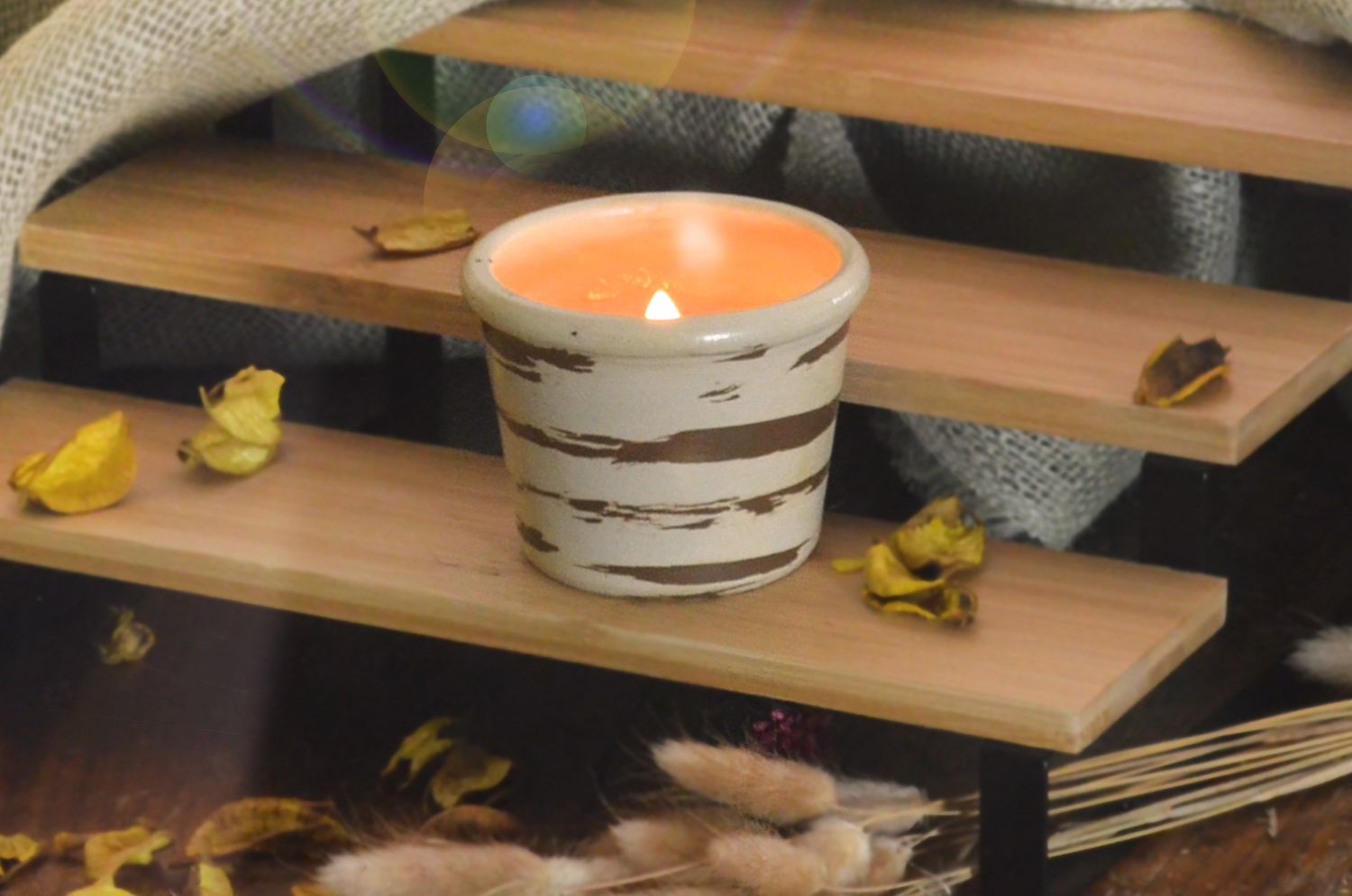 Hand-Painted Terracotta Soy-Coconut Candle, 4.5 oz, available in 4 Fragrances/Colors.