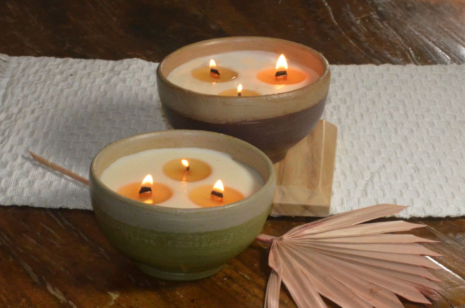 Set of 2 Hand-Painted Terracotta Soy-Coconut Candles, 13 oz. each, available in 2 Fragrances/Colors