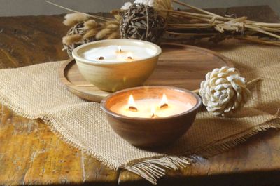 Set of 2 Hand-Painted Terracotta Soy-Coconut Candles, 10 oz. each, available in 2 Fragrances/Colors - NATURA Collection