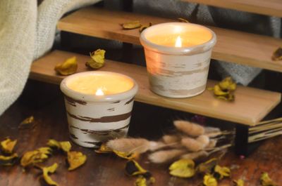 Set of 2 Hand-Painted Terracotta Soy-Coconut Candles, 4.5 oz. each, available in 4 Fragrances/Colors - TALAPO Collection