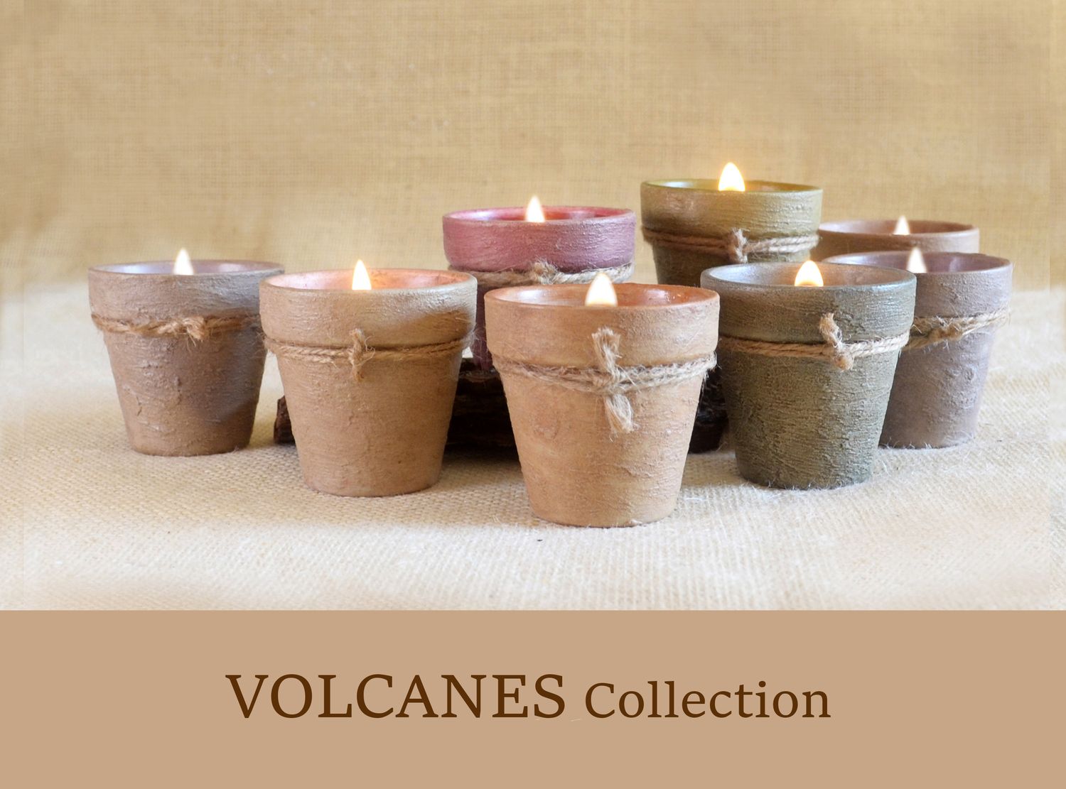 Set of 2 Hand-Painted Terracotta Soy-Coconut Candles, 3 oz. each, available in 13 Fragrances/Colors - VOLCANES Collection