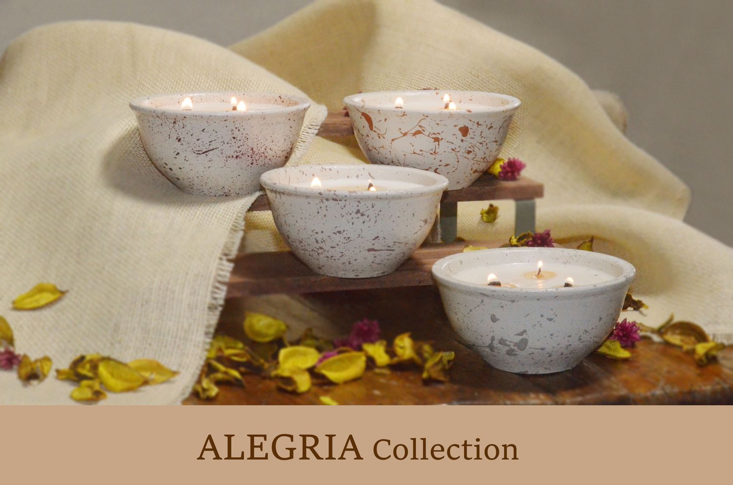 Hand-painted terracotta vibrant candle 7.5oz soy-coconut Alegria collection Candelas by Angeles