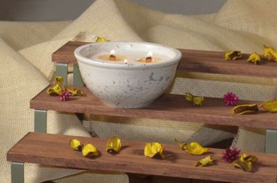 Hand-painted terracotta vibrant candle 7.5oz soy-coconut Alegria collection Candelas by Angeles