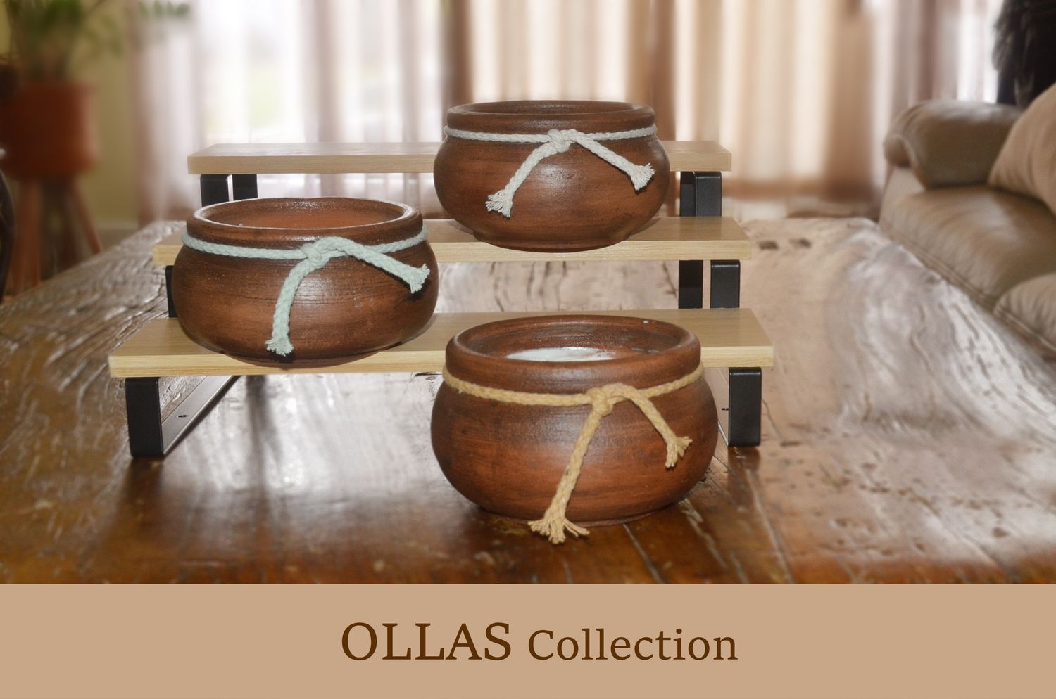 Hand-Painted Terracotta Soy-Coconut Candle, 10 oz., available in 3 Fragrances/Colors - OLLAS Collection