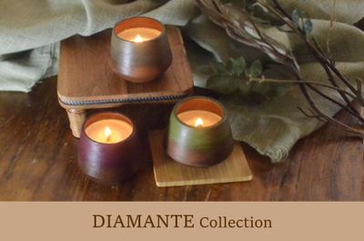 Set of 2 hand-painted terracotta luxury candles 12oz Diamante Collection Candelas by Angeles