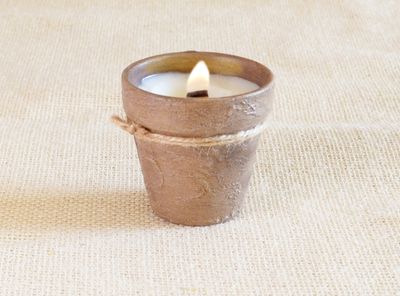 Hand-Painted Terracotta Soy-Coconut Candle, 3 oz., available in 13 Fragrances/Colors - VOLCANES Collection