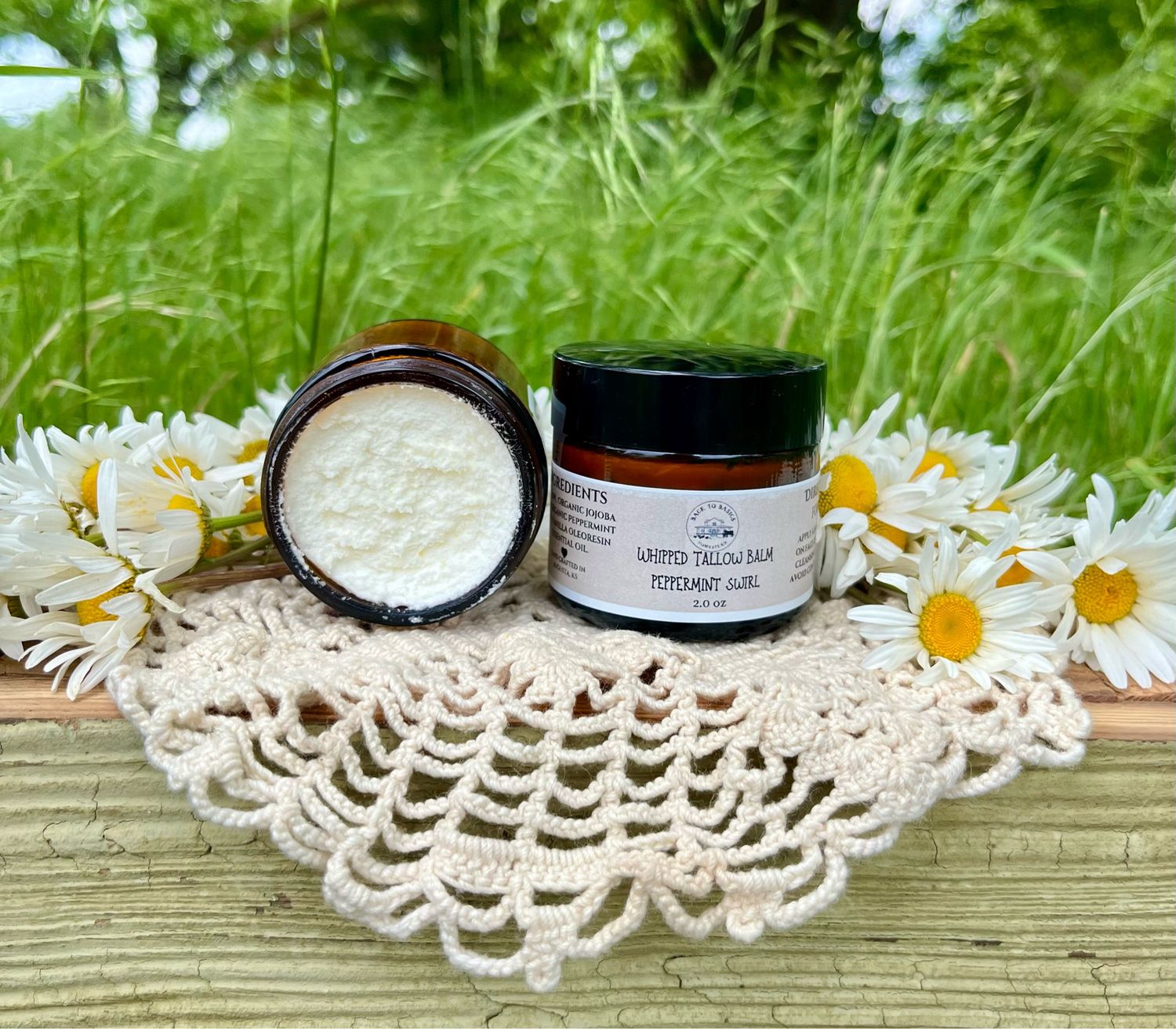 2oz Whipped Tallow Balm- Peppermint Swirl