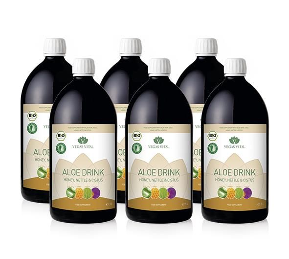 Aloe Vera Drink    "Honey. Nettle und Cistus"    6 Liter - nur 5 Flaschen bezahlen