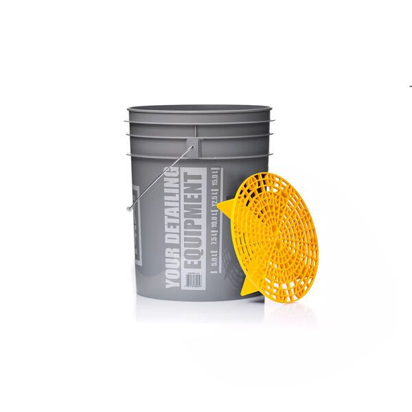 Bucket grey 20l WHEELS + separator yellow