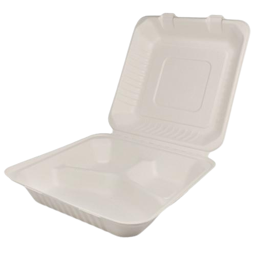 9x9 3 COMP BAGASSE CLAMSHELL