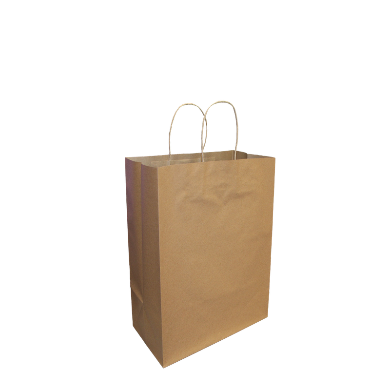 Paper Shopping Bags with Twisted Handles - 5.25” x 3.25” x 8.5” - Kraft