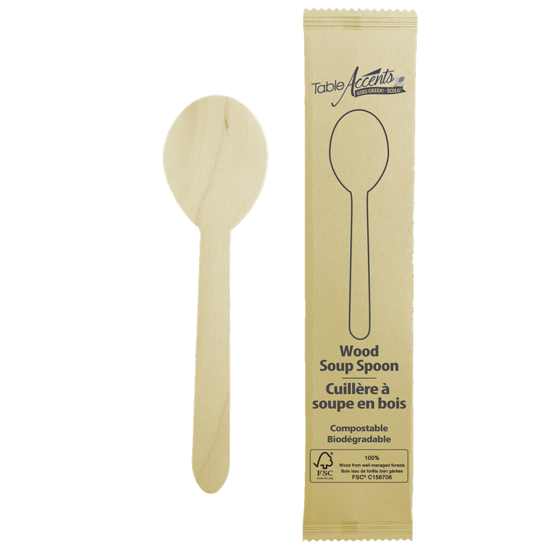 Birch Wood Soup Spoons - Individually Wrapped