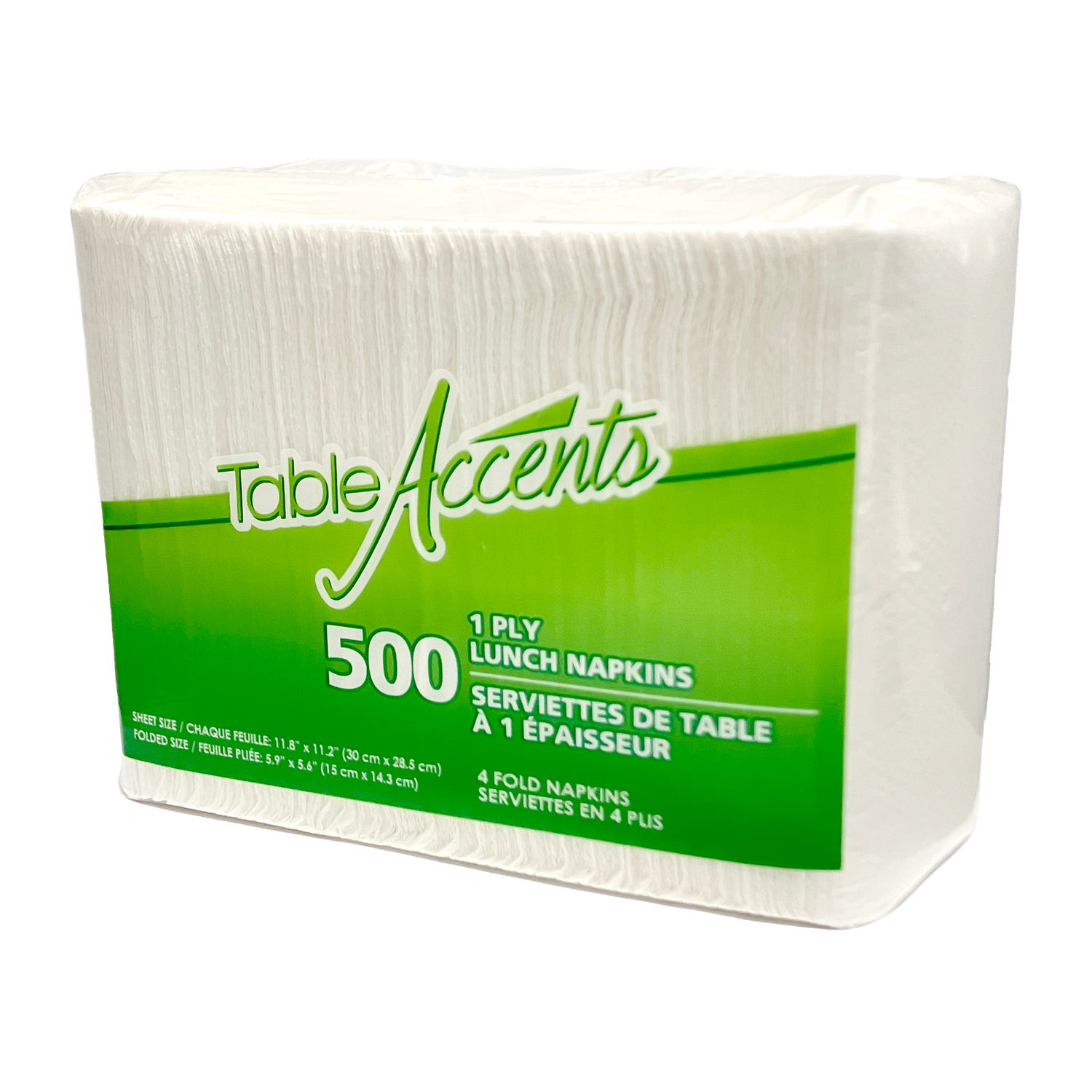 Lunch Napkins - 11.8” x 11.2” - 1 ply - 4 Fold - White - 500Pk