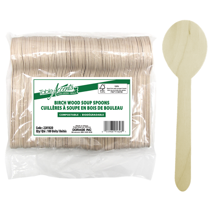 Birch Wood Soup Spoons - 155mm