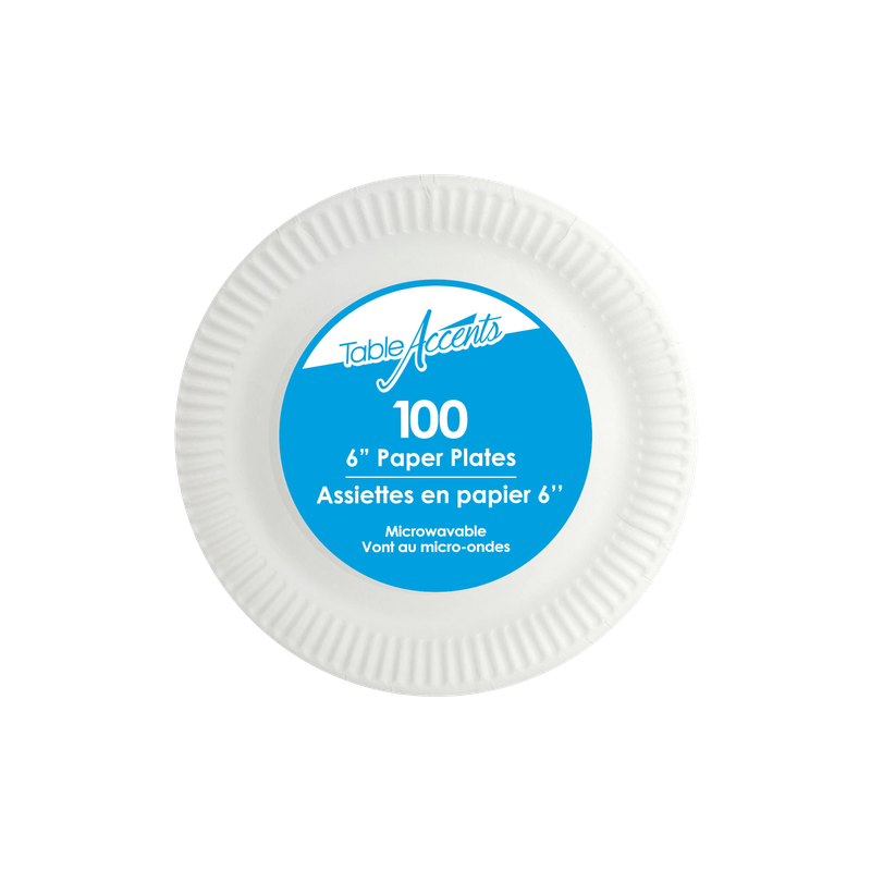 Paper Plates - 6” - Uncoated - White