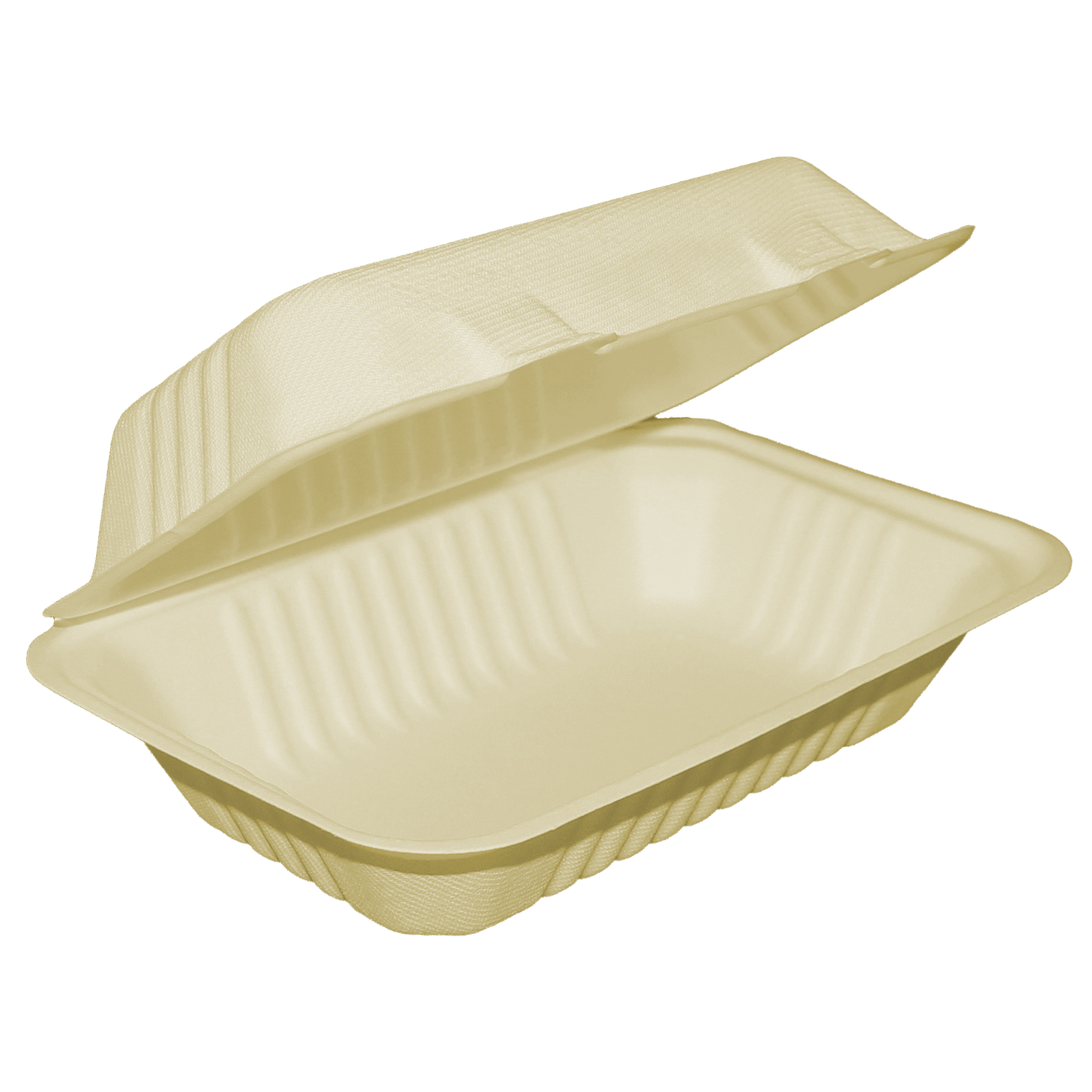 Compostable Clamshell Containers - 9” x 6” x 3” - Bagasse