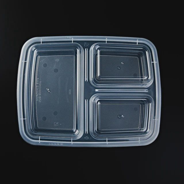 39oz PP Container With 3 Compartment With Lid