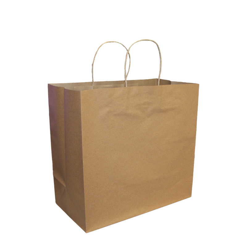 Paper Shopping Bags with Twisted Handles - 10” x 5” x 13” - Kraft