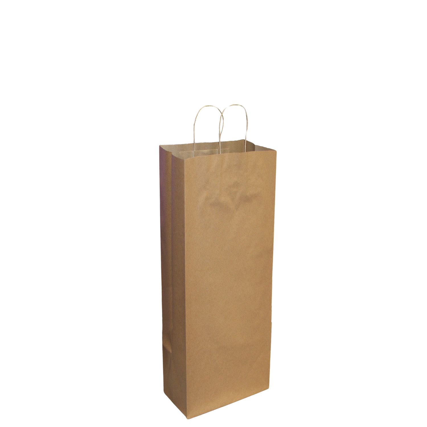 Paper Wine Bottle Bags with Twisted Handles - 5.25” x 3.25” x 13” - Kraft