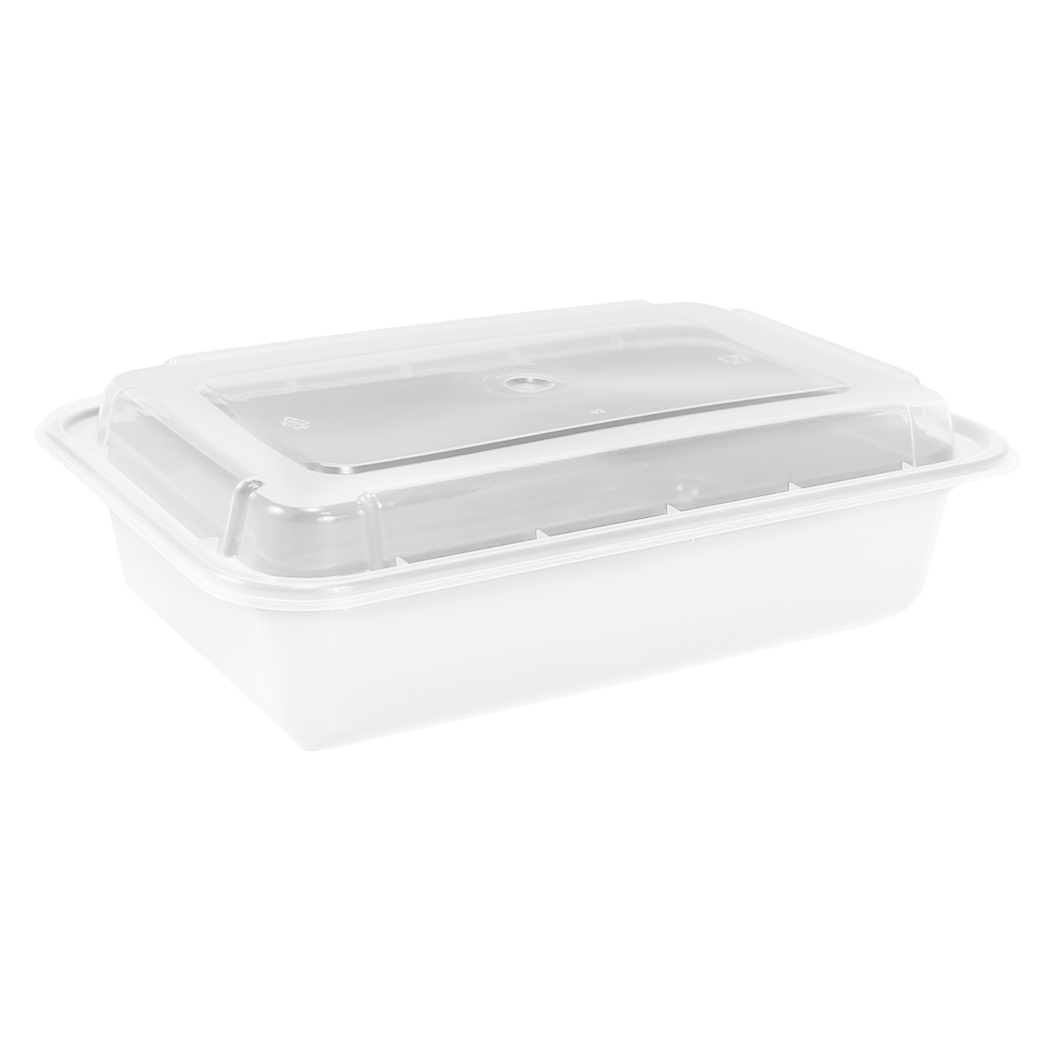Plastic Containers with Lids - 38oz - Rectangular - White