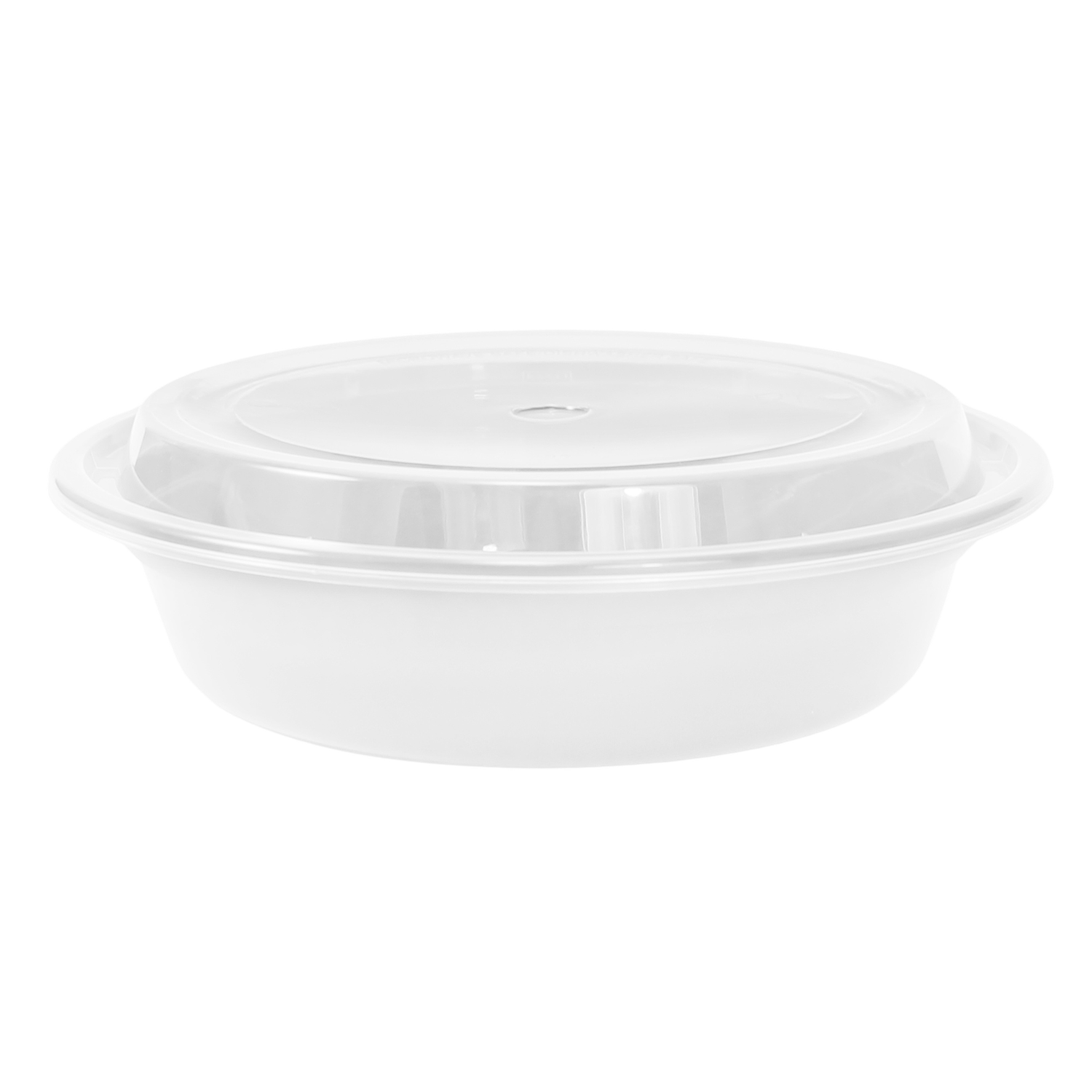Plastic Containers with Lids - 48oz - Round - White