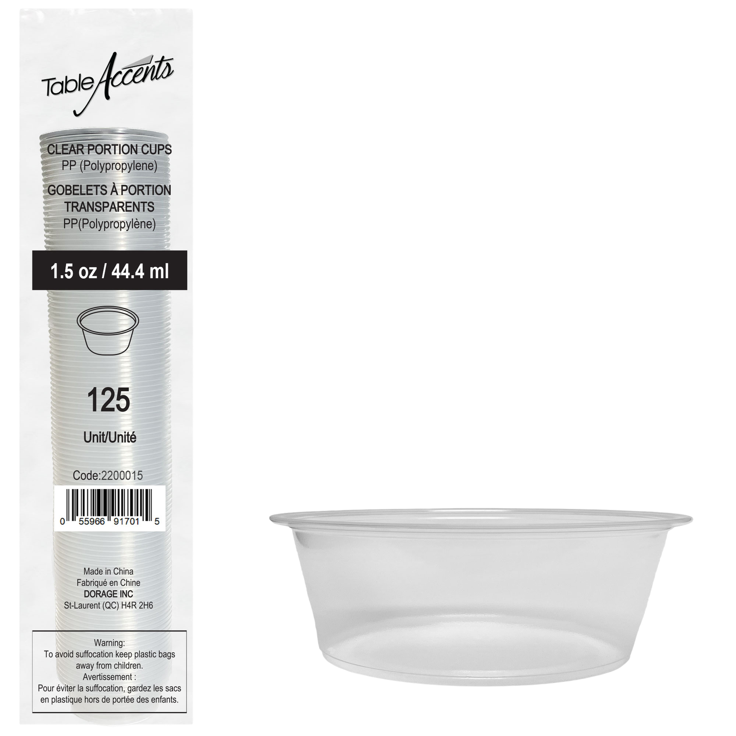 Polypropylene Portion Cup - 1.5oz - Clear
