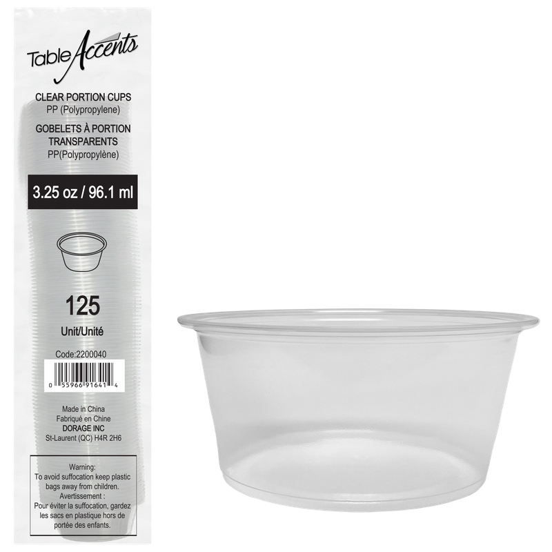 Polypropylene Portion Cup - 3.25oz - Clear