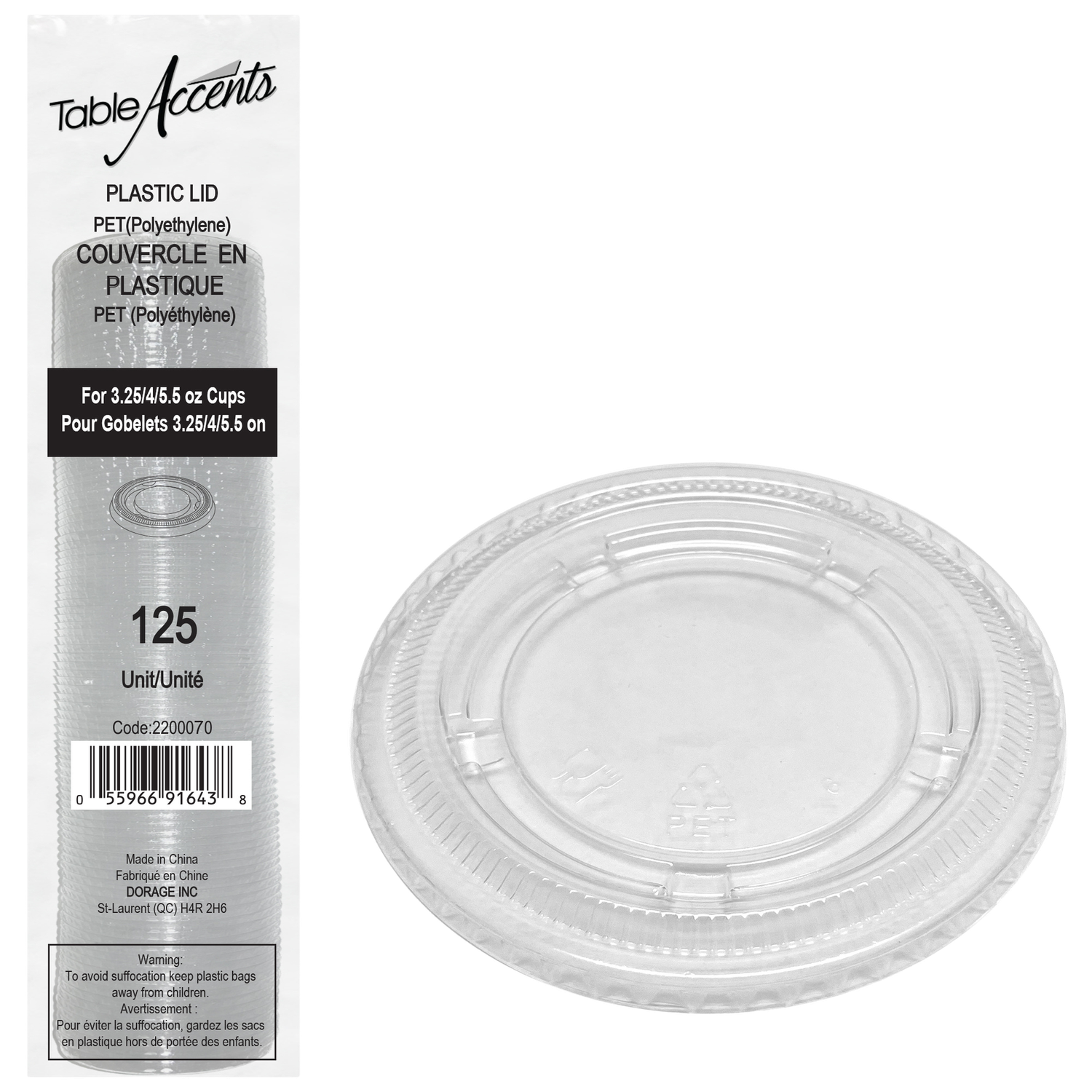 Polyethylene Portion Cup Lid  - For 3.25oz &amp; 4oz Containers - Clear