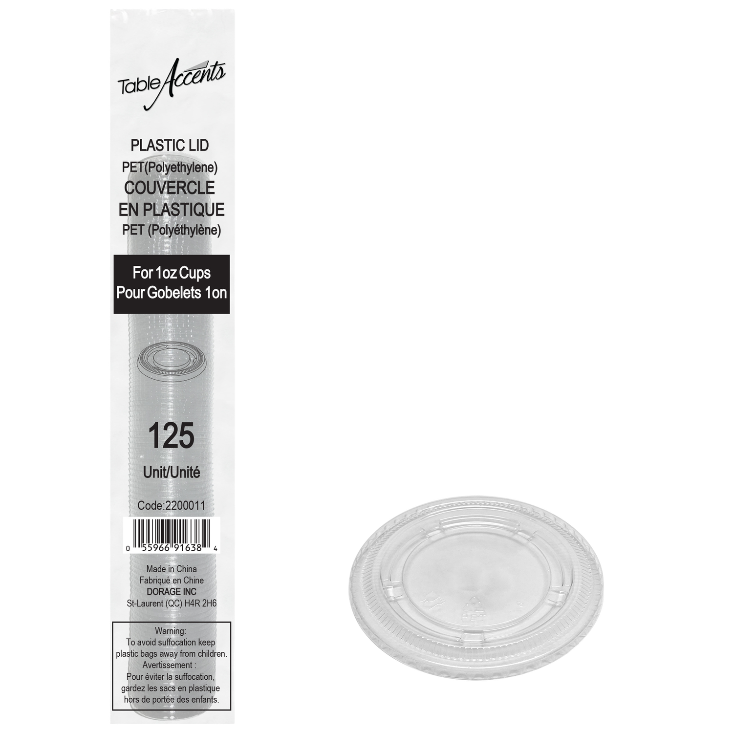 Polyethylene Portion Cup Lid  - For 1oz Container - Clear