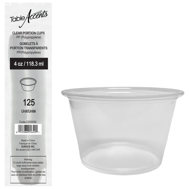 Polypropylene Portion Cup - 4oz - Clear