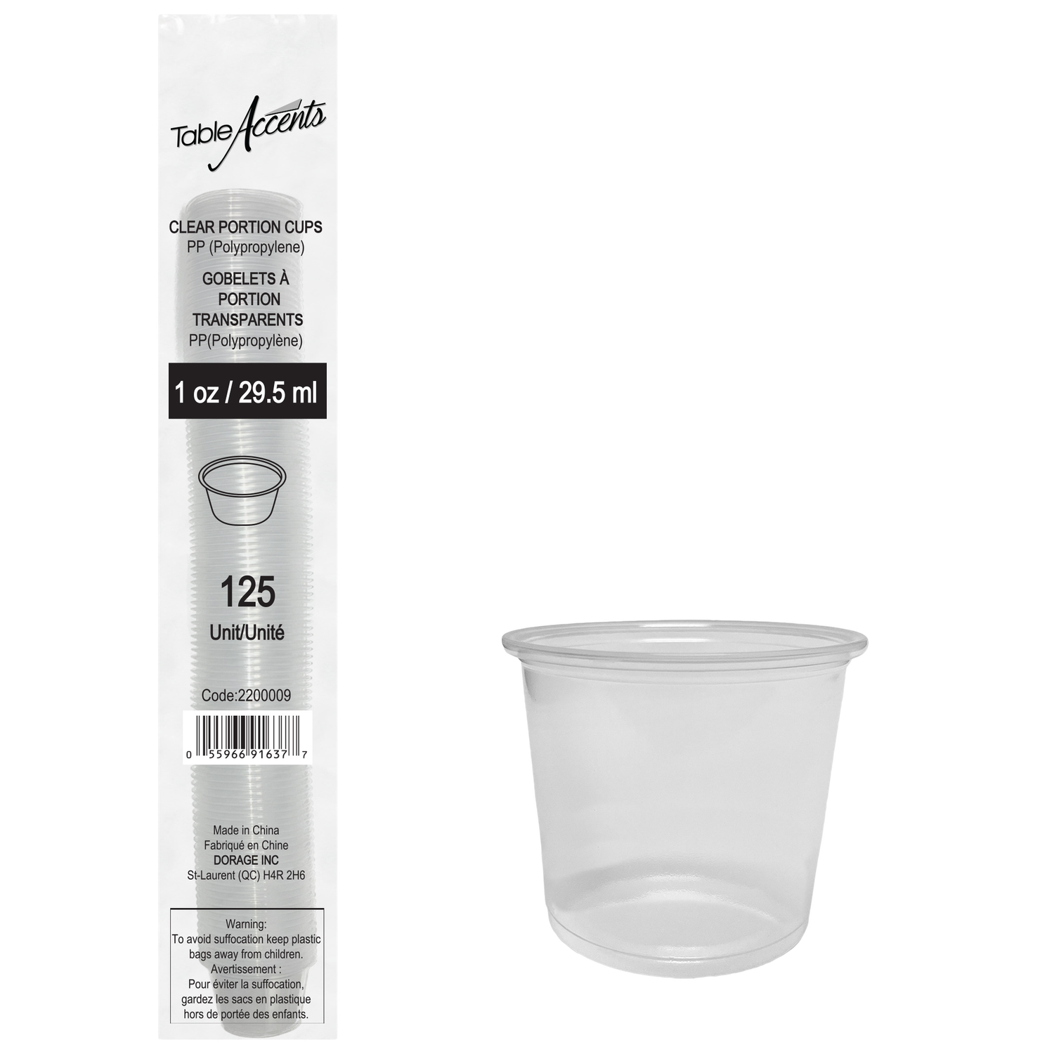 Polypropylene Portion Cup - 1oz - Clear