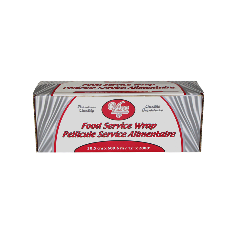 PVC Food Service Wrap - 12” x 2000’ - 39 Gauge - With metal cutter