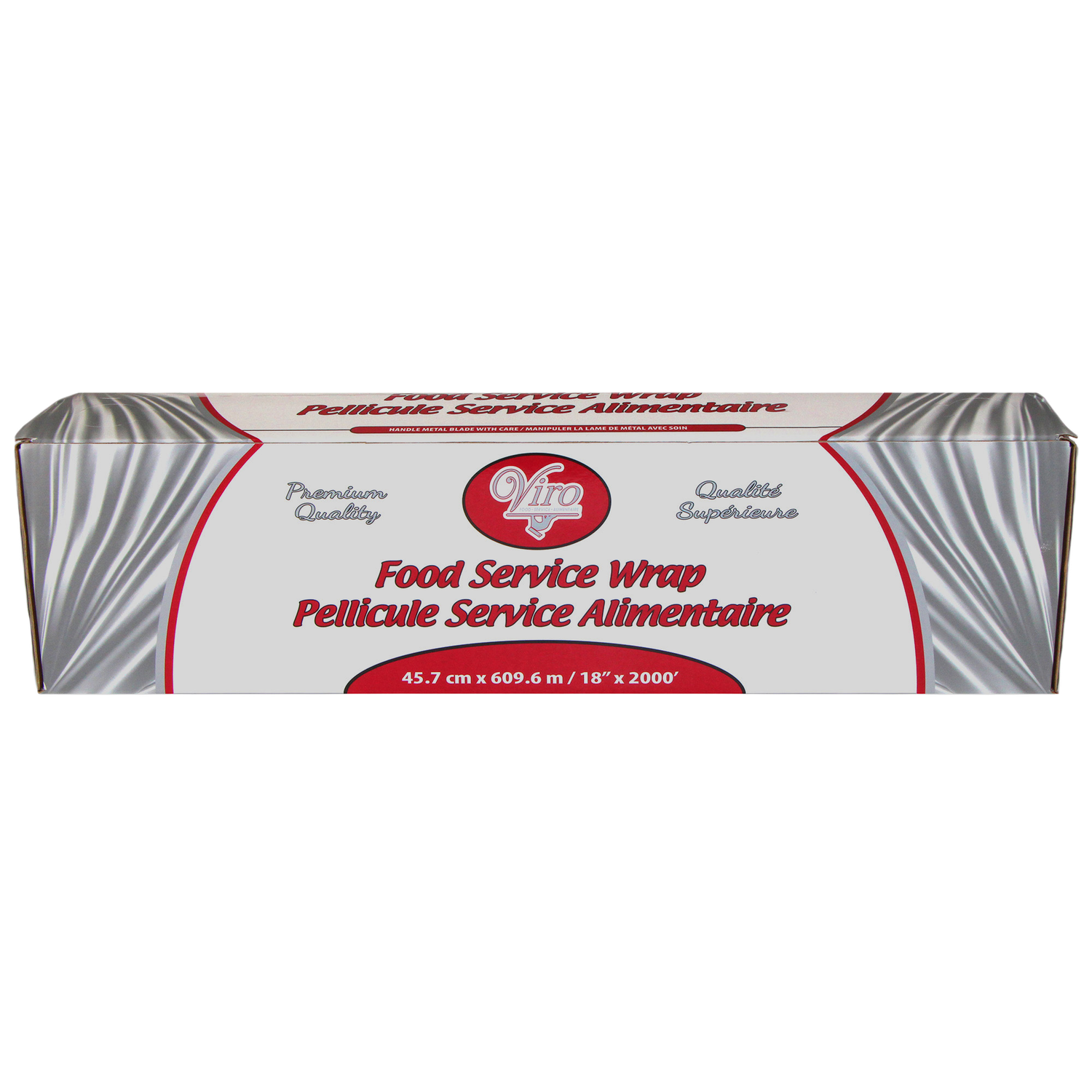 PVC Food Service Wrap - 18” x 2000’ - 39 Gauge - With Metal Cutter