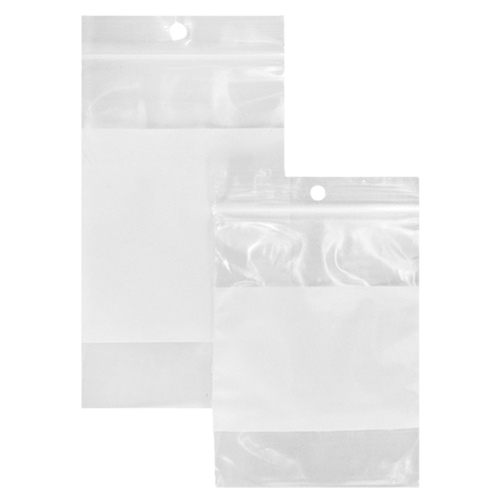 Resealable Poly Bags #2 with White Block - 4” x 6” - Regular Duty