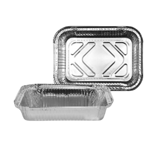 Shallow Oblong Aluminum Containers - 21.5cm x 15.2cm x 3.1cm - 1.5lbs