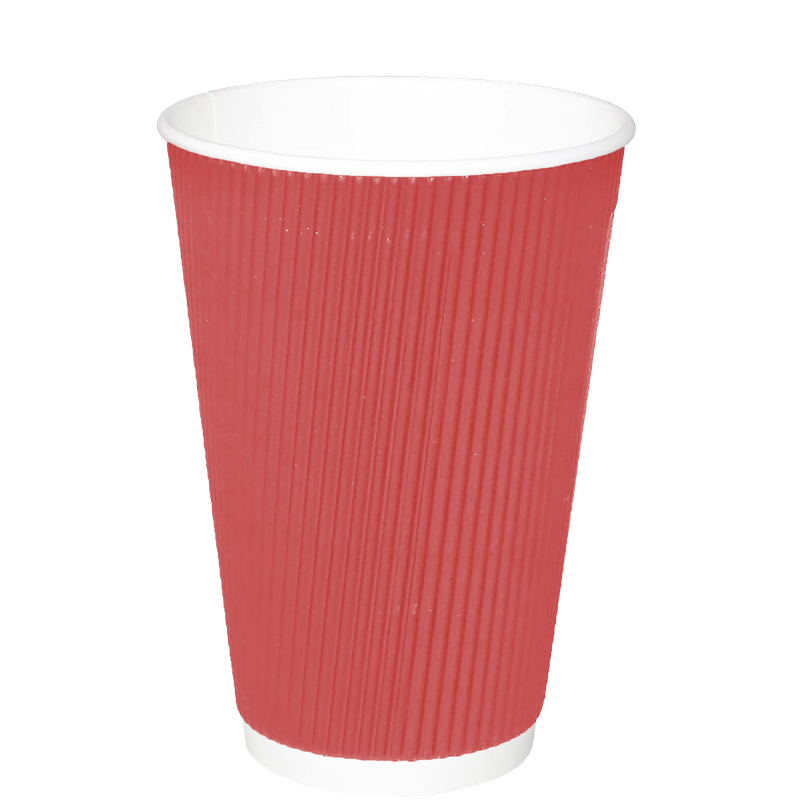Triple Wall Insulated Coffee Cups - 12oz - Red