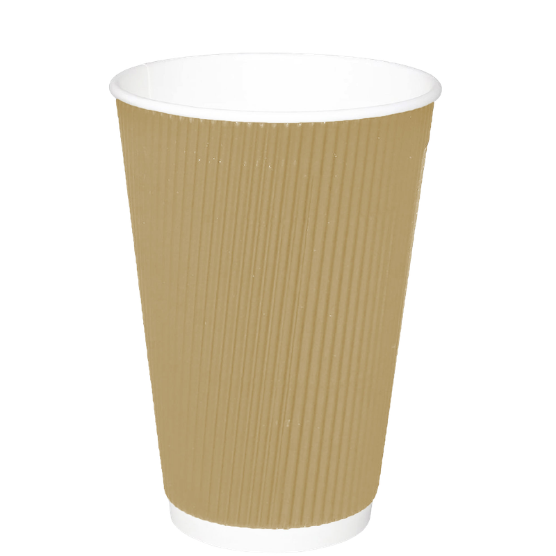 Triple Wall Insulated Coffee Cups - 12oz - Kraft