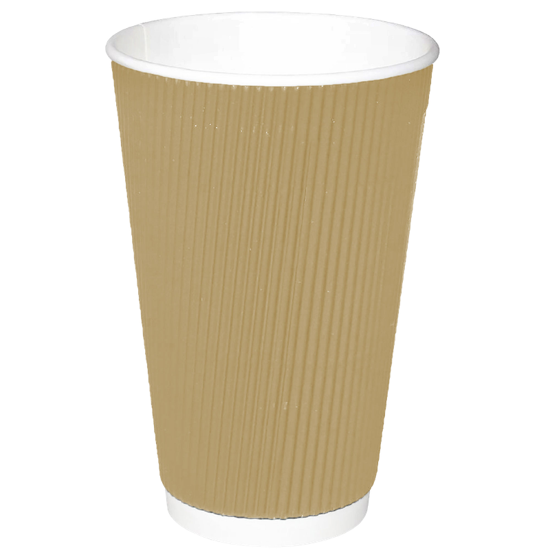 Triple Wall Insulated Coffee Cups - 16oz - Kraft