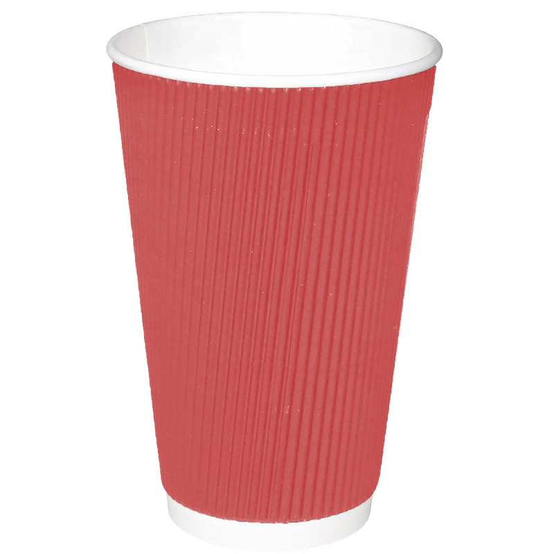Triple Wall Insulated Coffee Cups - 16oz - Red