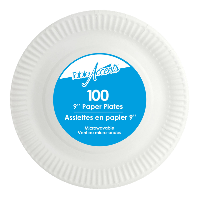 Paper Plates - 9” - Uncoated - White