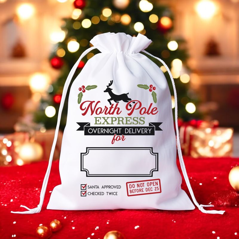 Gepersonaliseerde North Pole Express Cadeautas – Magische Kerstcadeauzak