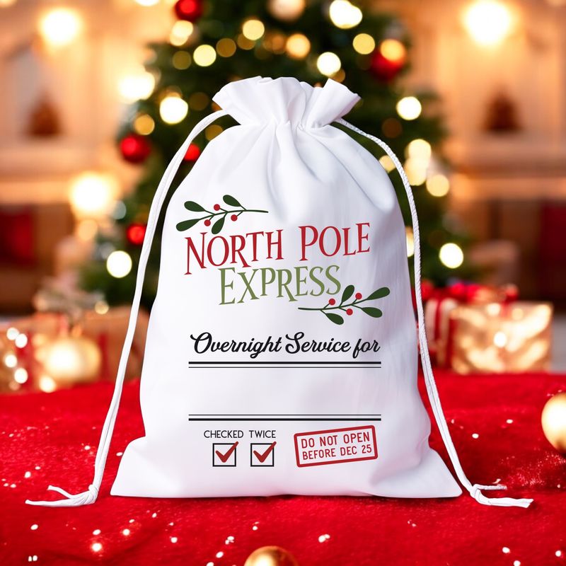 Gepersonaliseerde North Pole Express Cadeautas – Magische Kerstcadeauzak