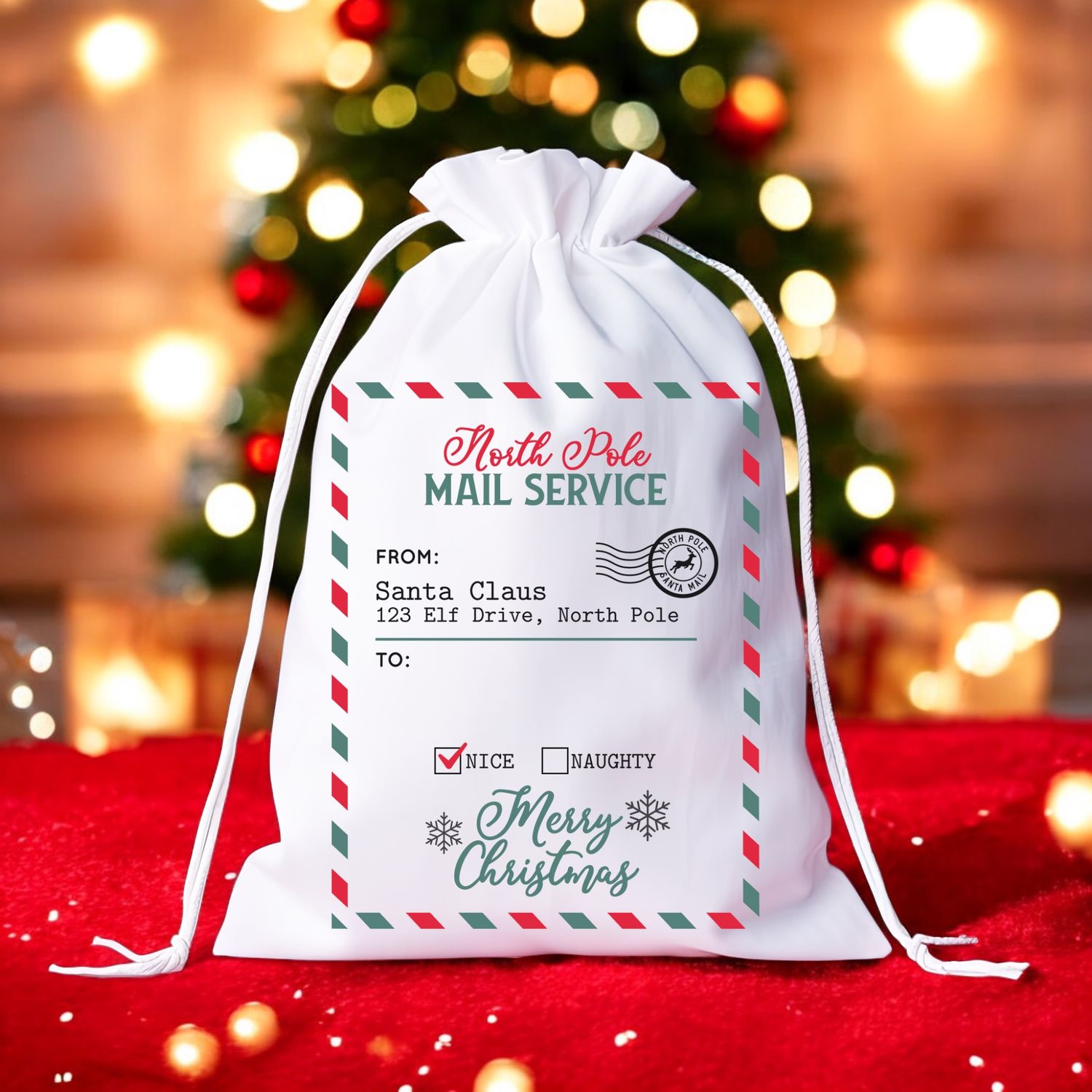 Gepersonaliseerde North Pole Mail Service Cadeautas – Kerstcadeauzak van de Kerstman
